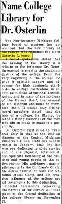 NMC Library (Mark Osterlin Library) - Sep 1961 Article On Library